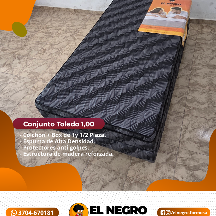 CONJUNTO SOMIER EURO MAT TOLEDO 100X1.90X26