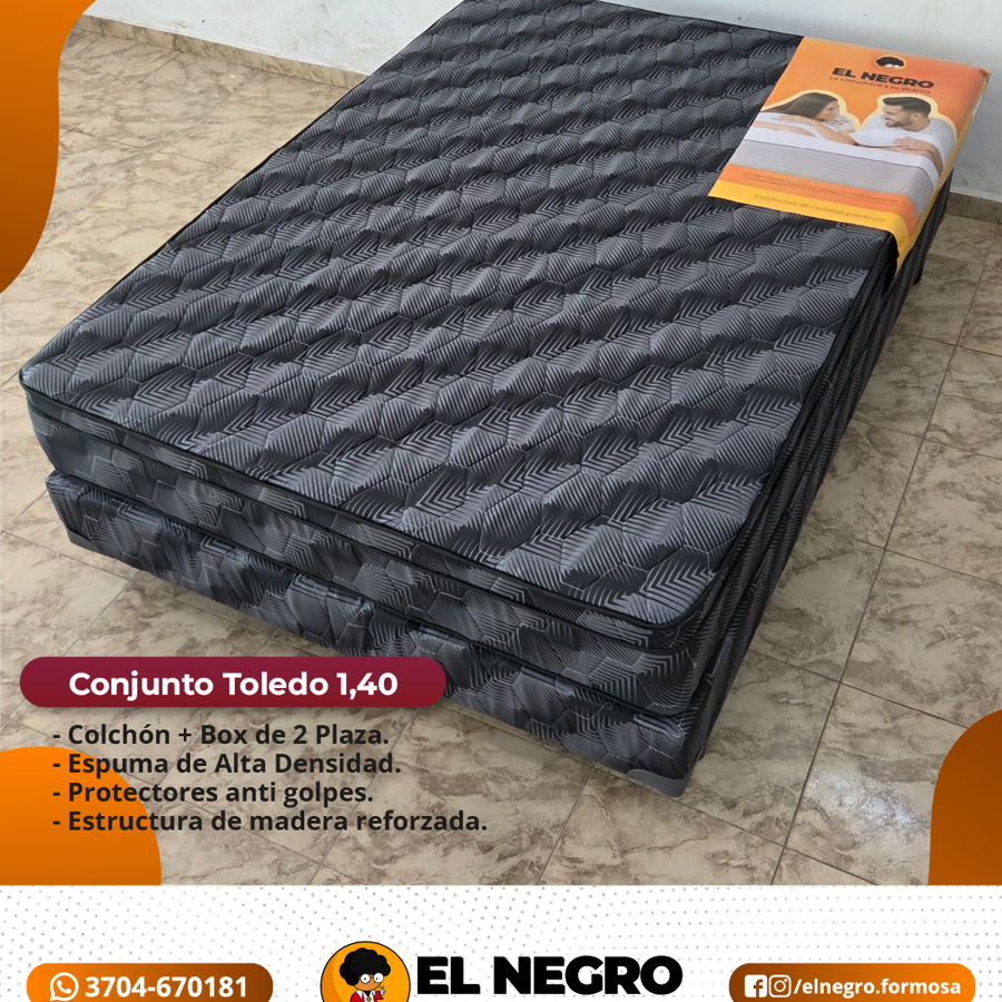 CONJUNTO SOMIER EURO MAT TOLEDO 1.40X1.90X26